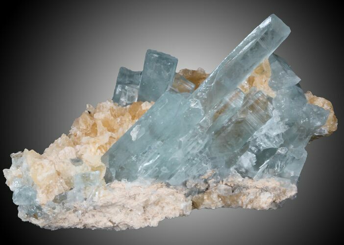 Blue Barite Crystals on Calcite - Stoneham, Colorado #34072